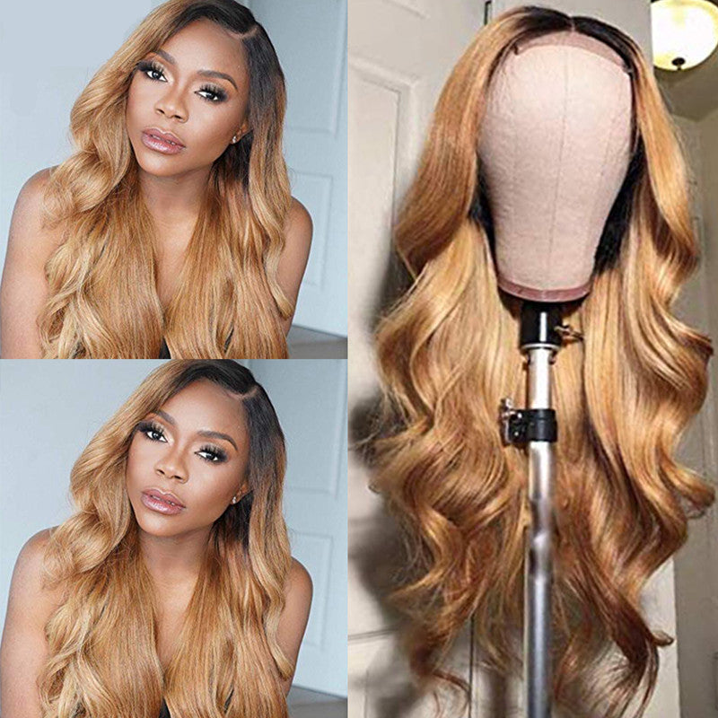 Long Curly Blonde Wig Side Swept Bangs – Heat Resistant Synthetic