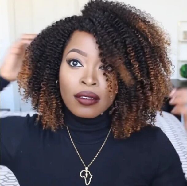 Short Curly Ombre Wig With Bangs | Voluminous, Heat-Resistant