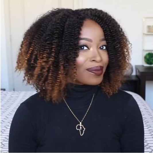 Short Curly Ombre Wig With Bangs | Voluminous, Heat-Resistant