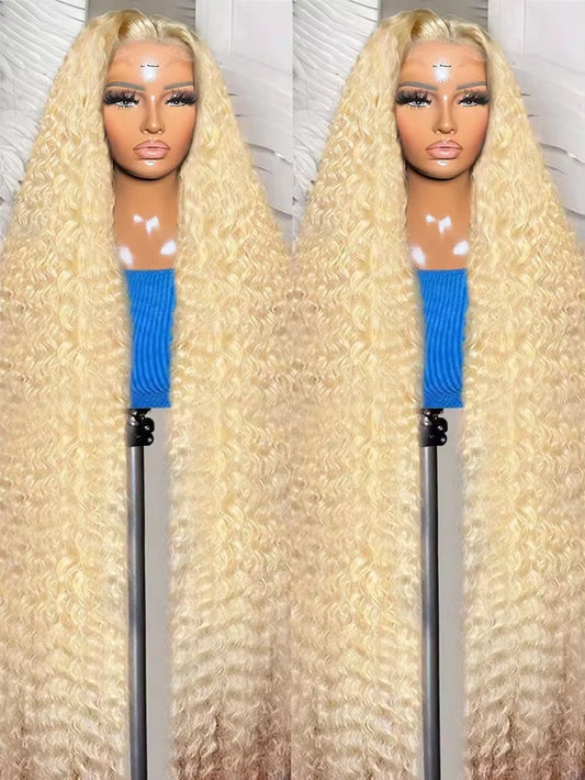613 Curly Honey Blonde Lace Front Human Hair Wigs Loose Deep Wave 13X6 13×4 HD Water Wave Color Transparent Lace Frontal Wigs