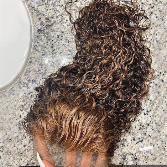Highlighted Human Hair Lace Front Wig | 180 Density, 10–18 Inch
