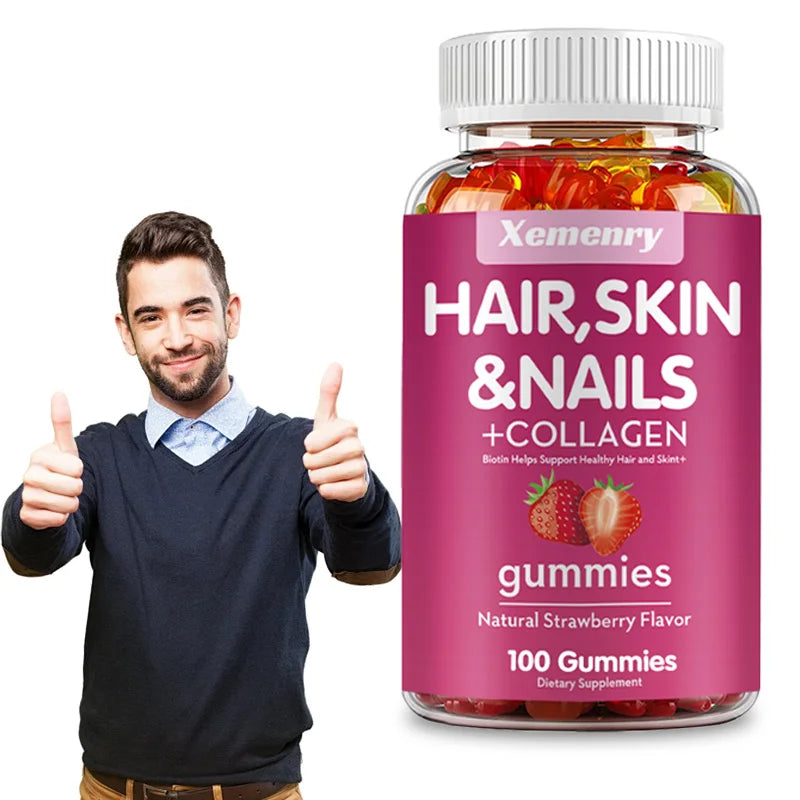 Biotin & Collagen Gummies for Hair Skin Nails – 100ct Daily