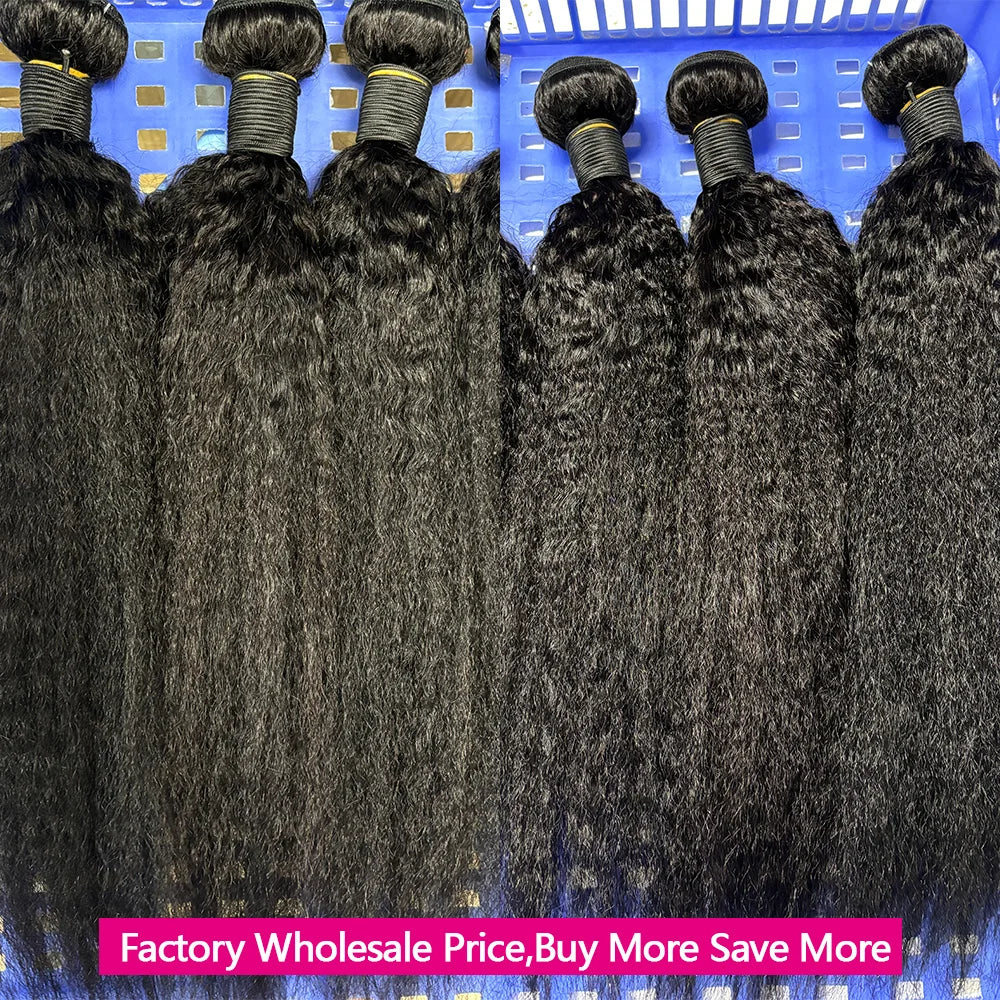 12A Kinky Straight Human Hair Bundles 20-24 Inch