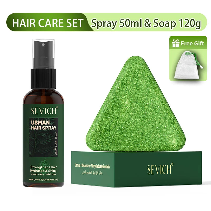 Anti Hair Loss Serum Set Hair Growth Essential Oil Usman Hair Regrowth Shampoo Soap Hair Care Thickening Oil Spray For Men Women