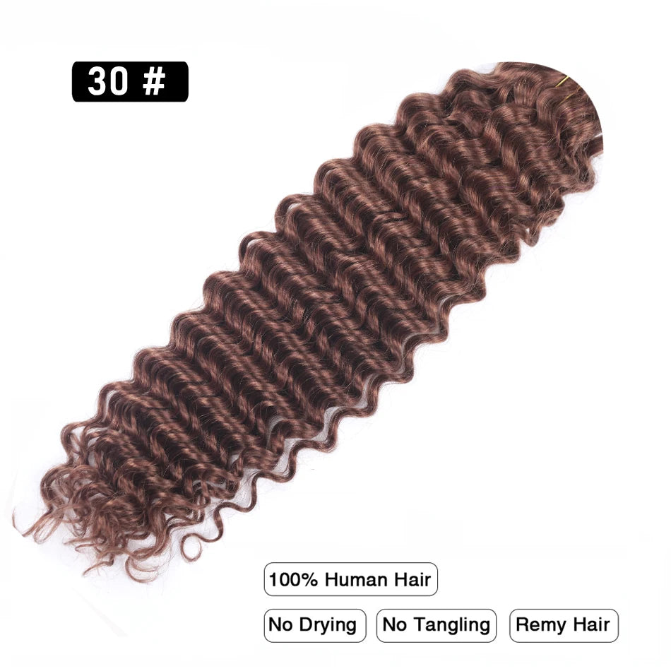 Pre-Colored Deep Wave Bulk Braiding Human Hair No Weft Remy Bulk Human Hair 14 To 28 Inch Bulk Hair Extension Crochet Braids