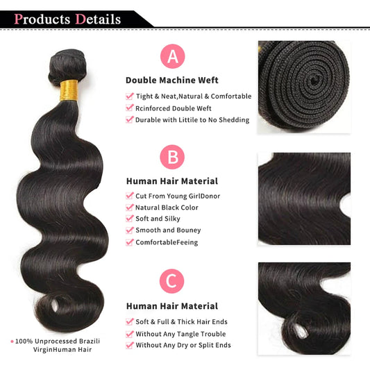 Body Wave Brazilian Hair Bundles – 100% Human Hair