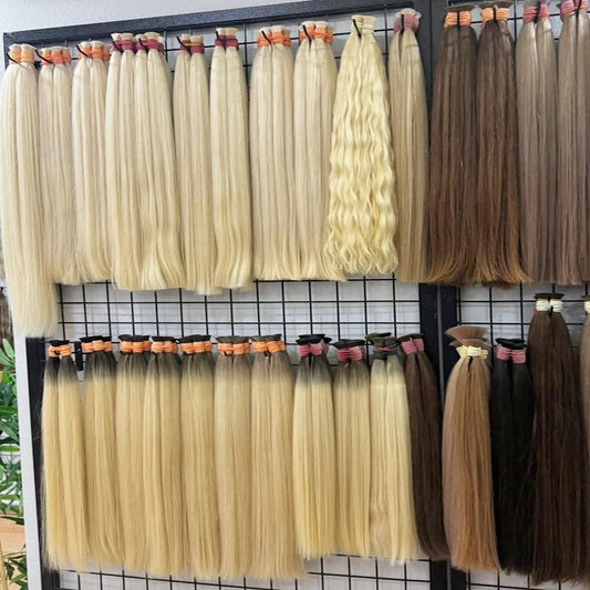 Shinehair Wholesale Straight Human Hair Bulk 100% Real Human Hair Extensions Highlight 16A Natural Black Hair Bundle Blonde 613