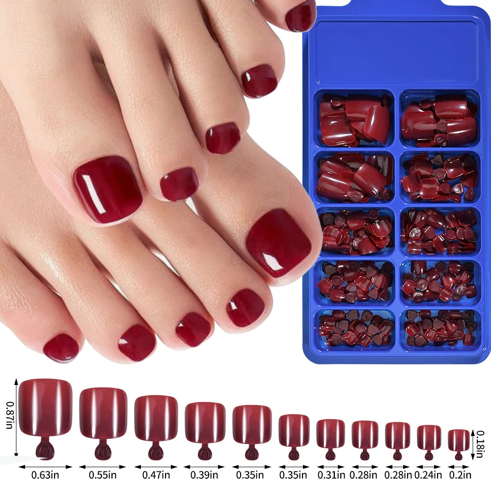 100Pcs Natural/Clear Short Square Press-On False Toenails