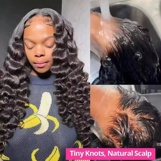 13x4 13x6 HD Transparent Lace Deep Wave Frontal Wig 40-42Inch JerrlyCurly Lace Front HumanHair Wig For Deep Curly Water Wave Wig