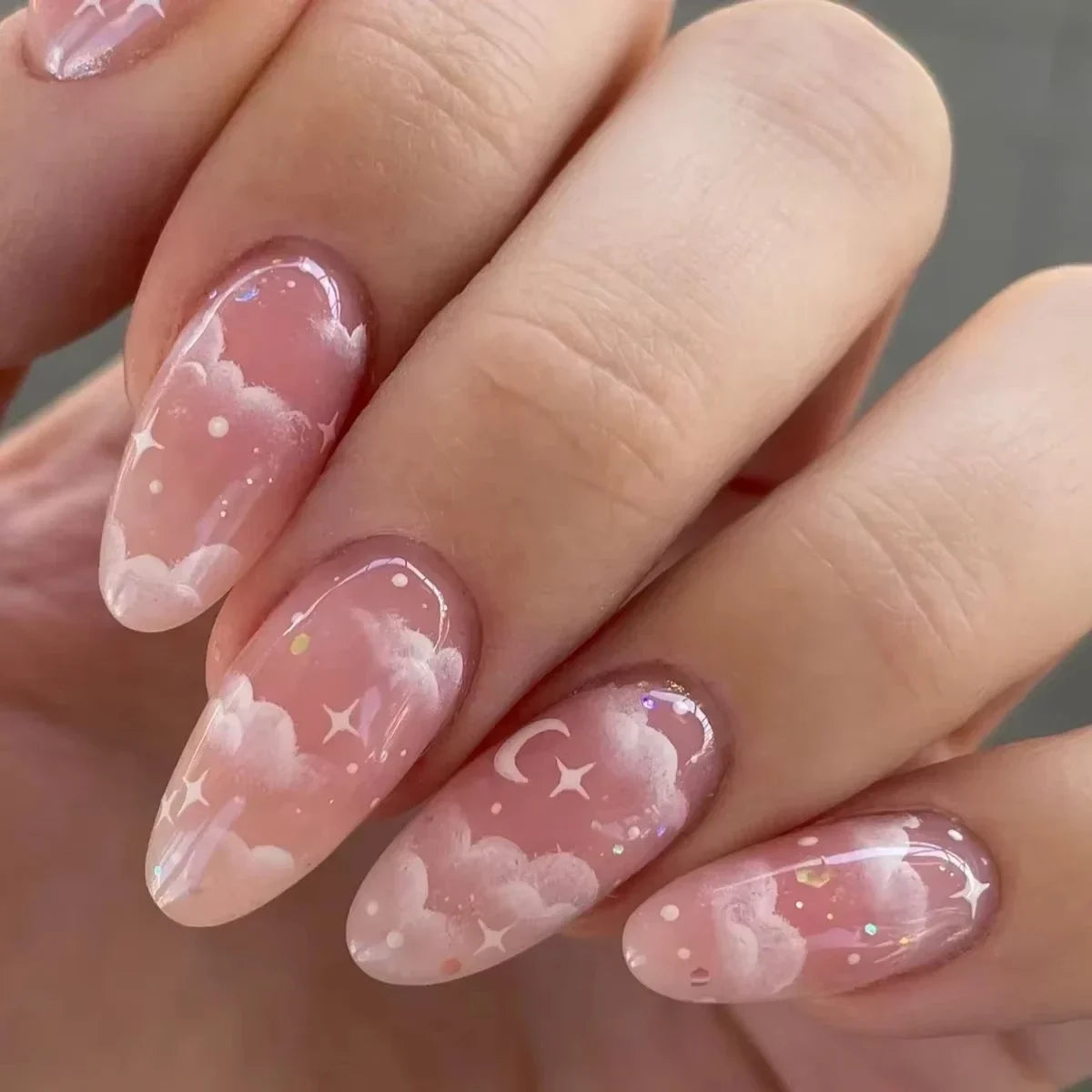 24pcs Cat Eye French Press-On Nails with 3D Bow