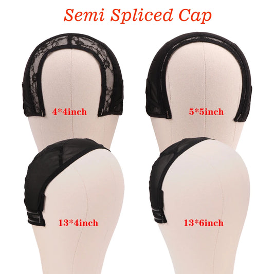 Plussign Half Splicing Wig Cap With Drawstring Silicone Band For Sewing 4*4 5*5 13*4 13*6 Lace Wig Lace Wig Cap For Making Wigs