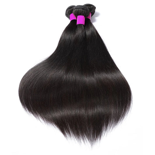 Silky Straight Bundles Human Hair Remy Brazilian Hair Extensions 1/3/4 PCS Natural Black Hair Weave Bundles 14-30 Inches