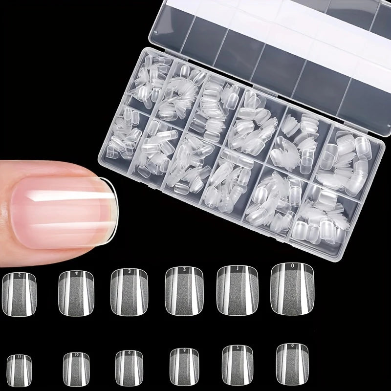 600Pcs Soft Gel Nail Tips Full Cover Coffin Almond Oval Set