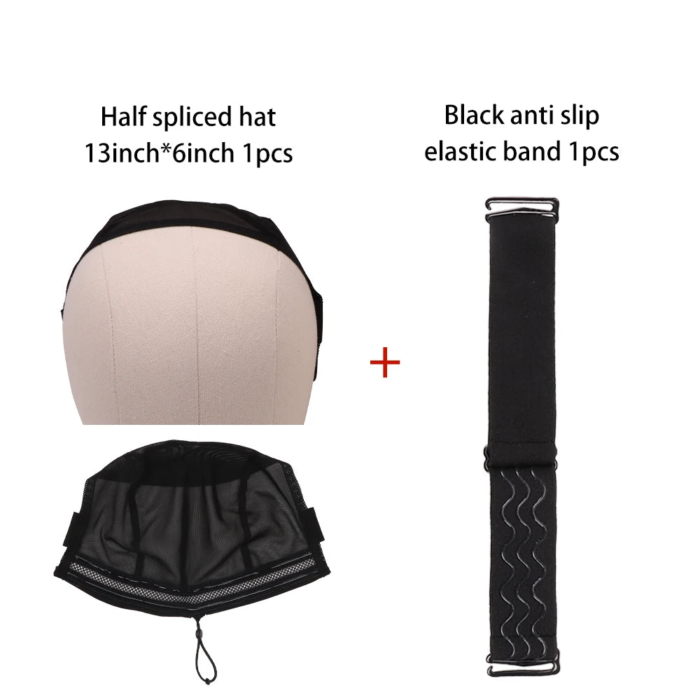 Plussign Half Splicing Wig Cap With Drawstring Silicone Band For Sewing 4*4 5*5 13*4 13*6 Lace Wig Lace Wig Cap For Making Wigs