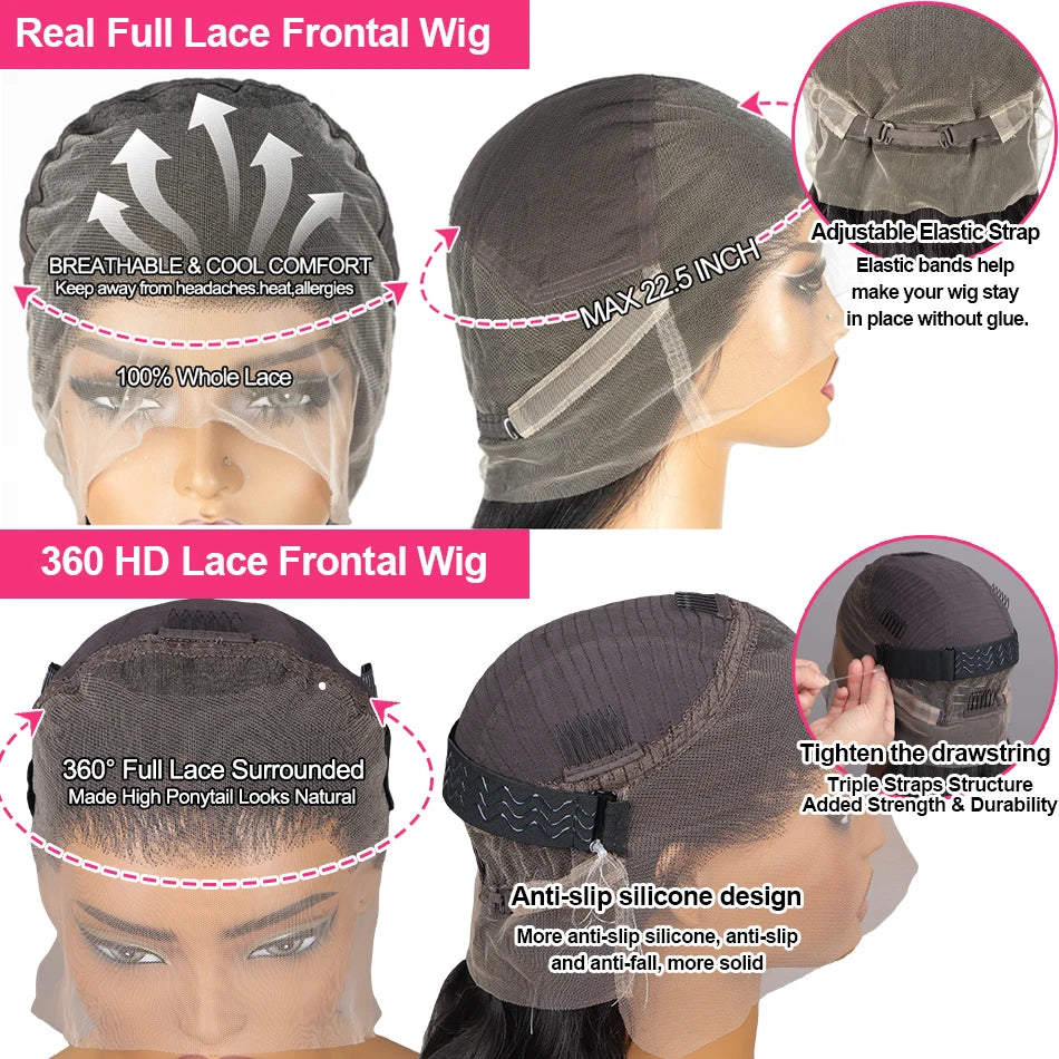 Real Full Lace Front Straight Wig HD Pre Plucked Natrual Black Lace Front Wig Transparent Lace Front Human Wig For Women