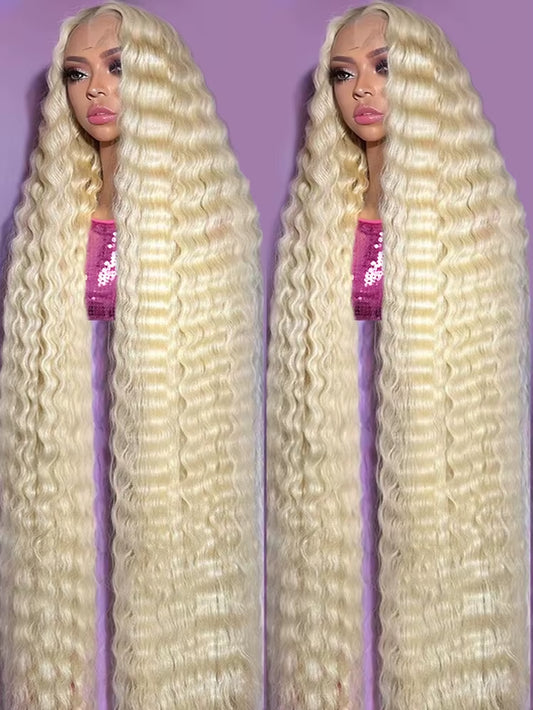 613 Blonde HD Lace Frontal Wig 13X4 13×6 Deep Wave Lace Front Human Hair Wig Colored Curly Wigs Water Wave Wigs for Women  