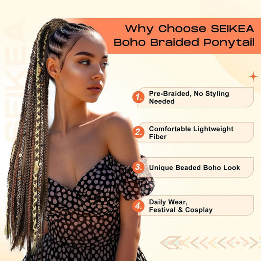 Braided Ponytail Braid Lock Beads Hair Extension