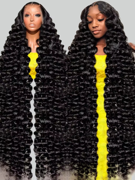 HD 13X6 Loose Nature Wave Lace Front Human Hair Wigs 250% Transparent 30 40 Inch 13X4 360 Full Deep Water Wave Lace Frontal Wig