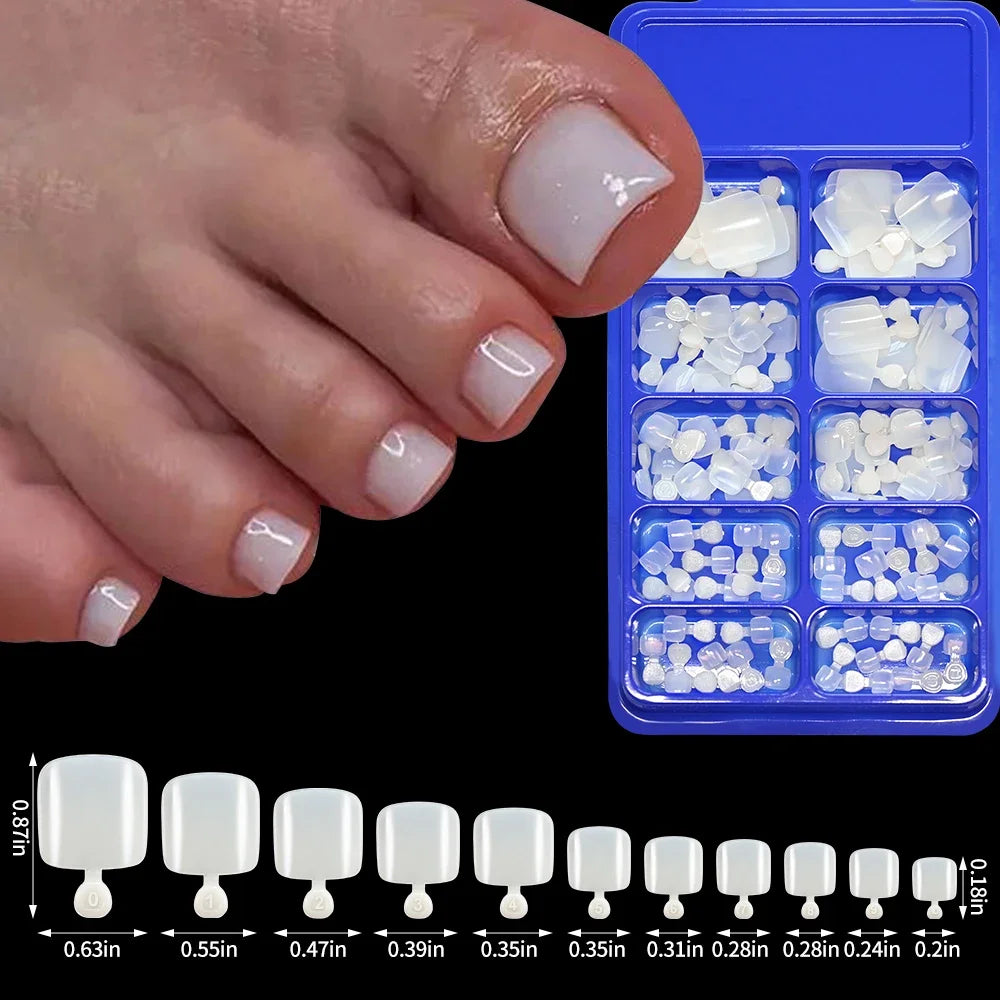 100Pcs Short Square Press On Toenails Full Cover Clear Set