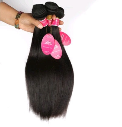 Straight wave human hair curtain natural color wig hair extension