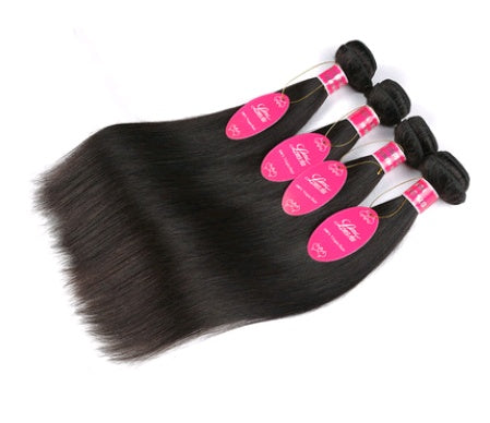 Straight wave human hair curtain natural color wig hair extension