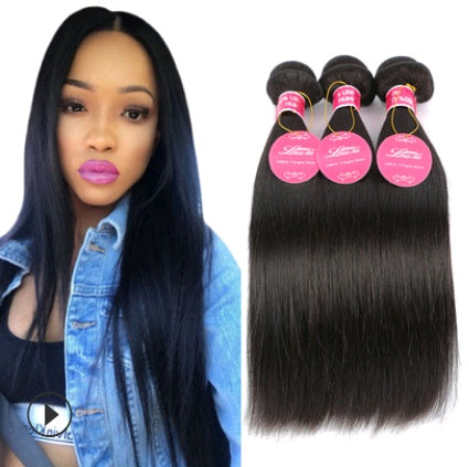 Straight wave human hair curtain natural color wig hair extension