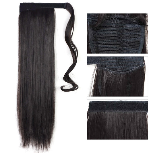 Long Straight Clip-In Ponytail Hair Extension Heat-Resistant Synthetic