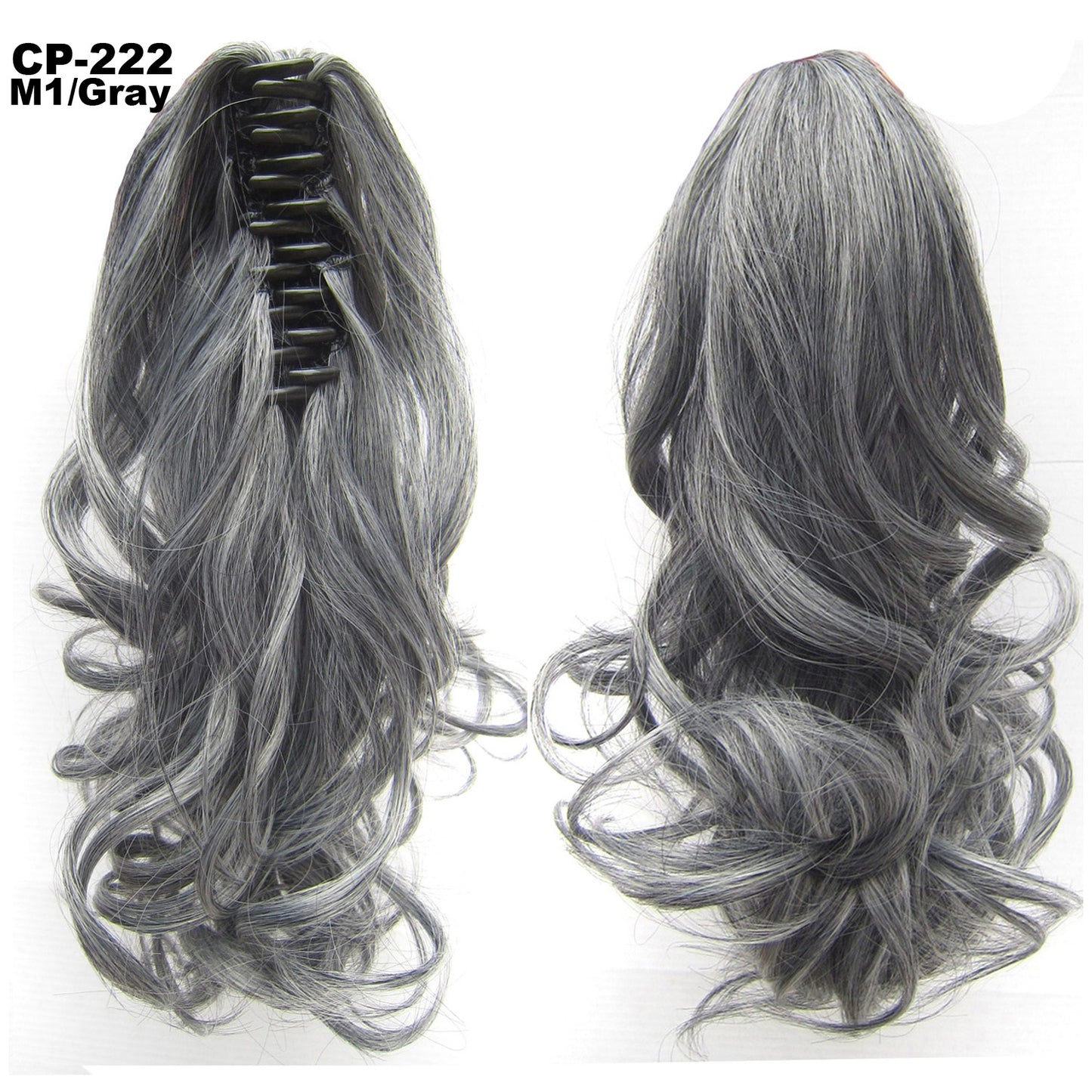 Long Wave Clip-In Ponytail Wrap Gray Hair Extension
