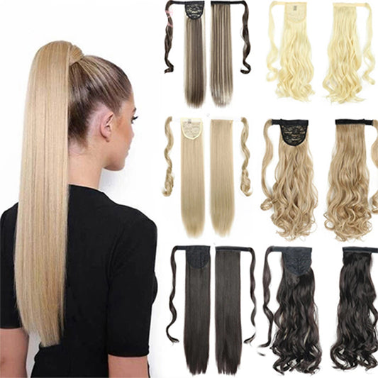 Long Straight Clip-In Ponytail Hair Extension Heat-Resistant Synthetic