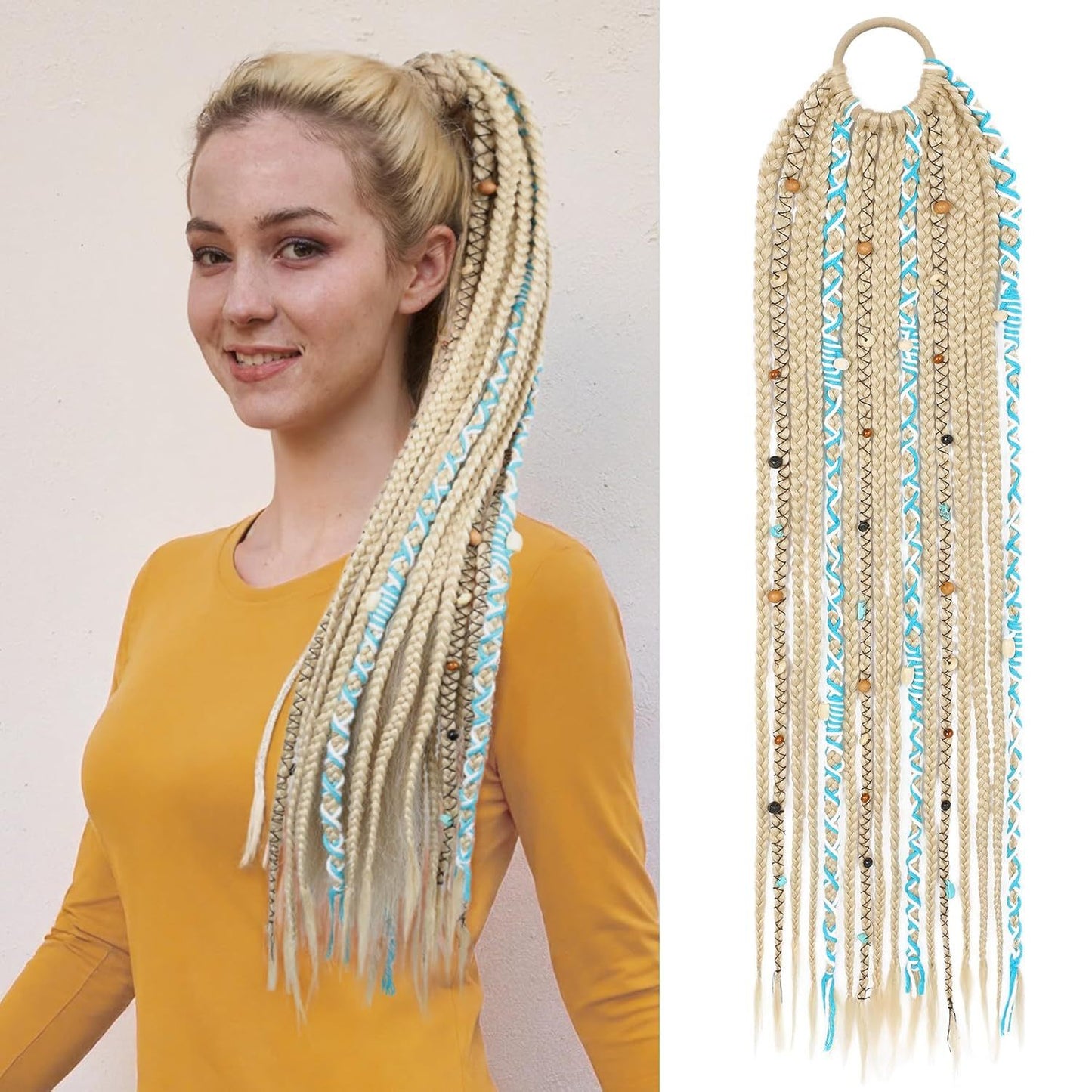 Braided Ponytail Braid Lock Beads Hair Extension
