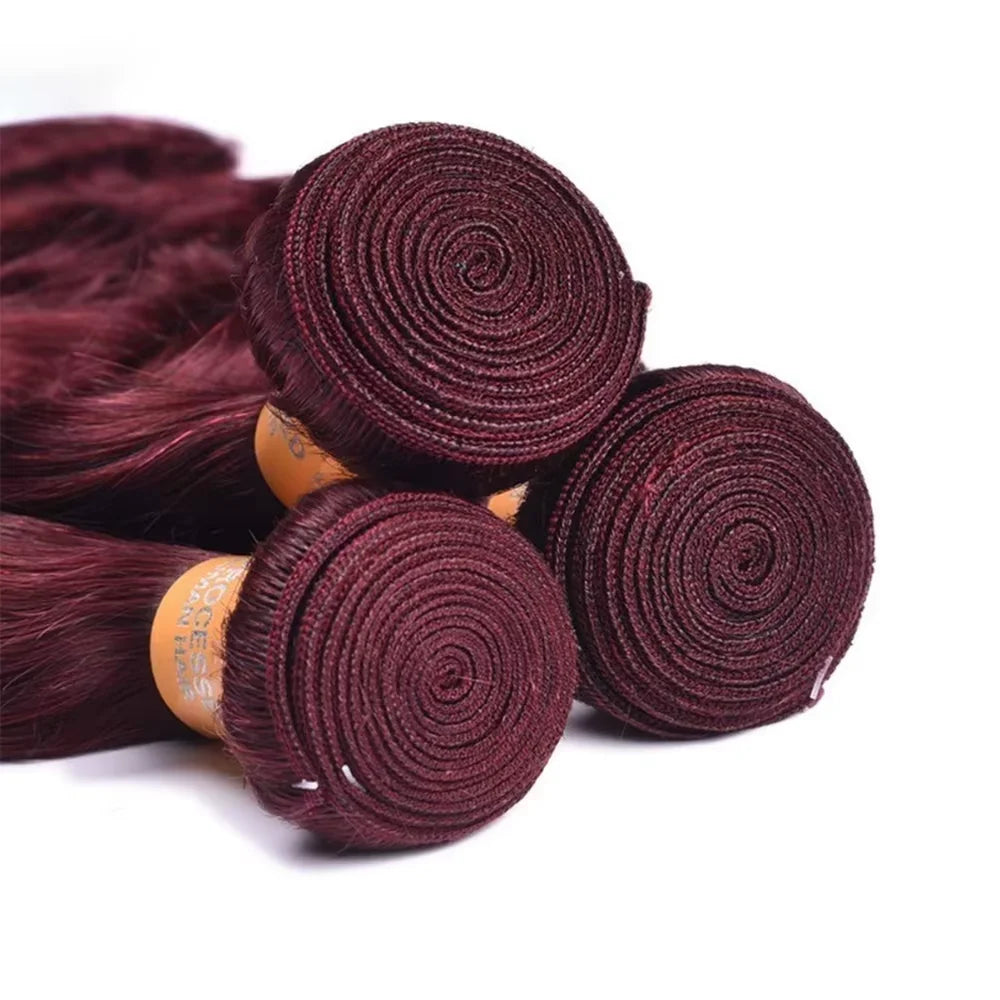 16A Burgundy 99j Body Wave Bundles Human Hair 30 Inch Brazilian Hair Weave Bundle Colored Real Human Hair 3/4 Raw Hair Bundles