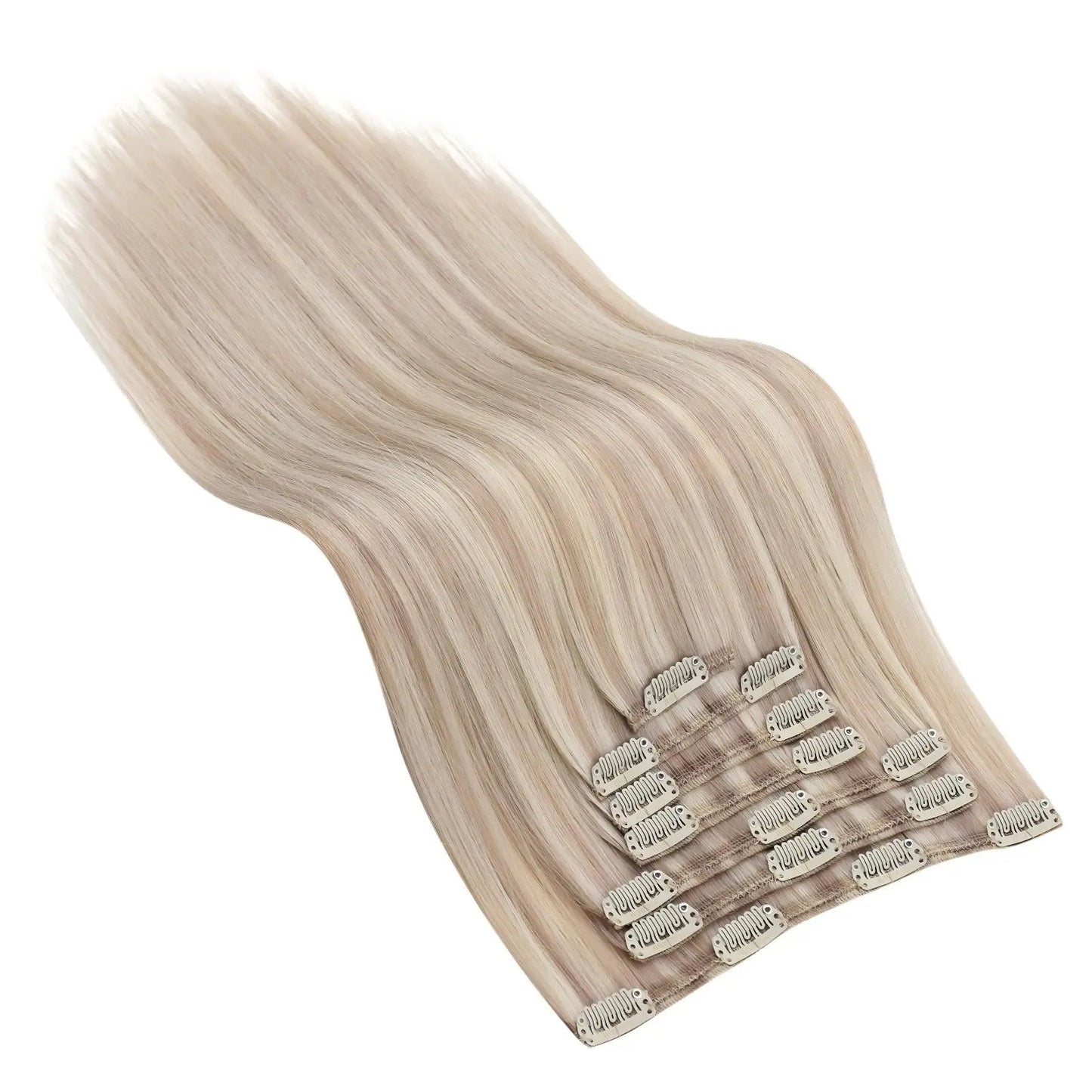 Double Weft Clip In Hair Extensions Brazilian Remy 7Pcs 100g