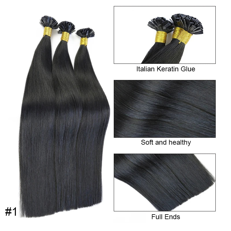 Straight Human Hair Extension By Fusion Flat Tip Keratin Capsules 0.8g/ 1g/Strand 50pcs Natural Hair Extension Ombre Blond Color