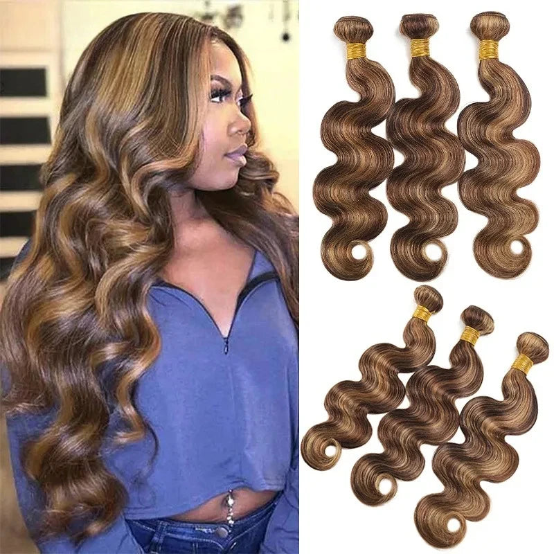 Highlight Body Wave Bundles Human Hair 40 Inch Ombre Unprocessed Remy Real Human Hair Bundle Blonde Raw Hair Extensions Weaving