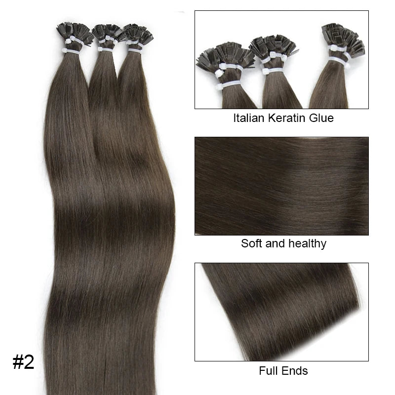 Straight Human Hair Extension By Fusion Flat Tip Keratin Capsules 0.8g/ 1g/Strand 50pcs Natural Hair Extension Ombre Blond Color