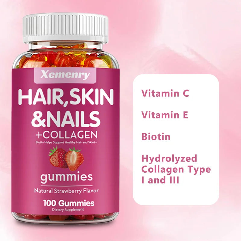 Biotin & Collagen Gummies for Hair Skin Nails – 100ct Daily
