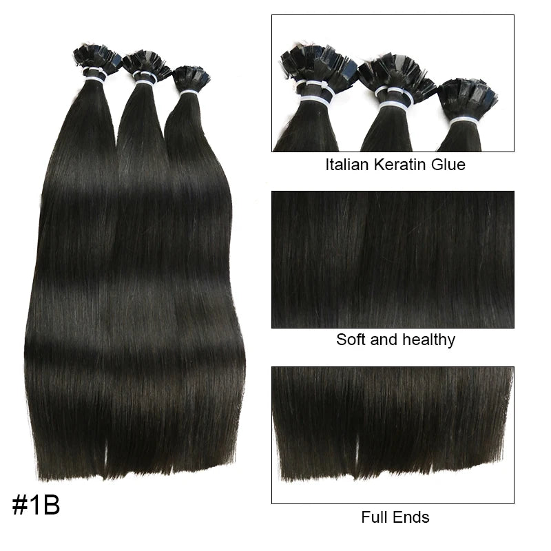 Straight Human Hair Extension By Fusion Flat Tip Keratin Capsules 0.8g/ 1g/Strand 50pcs Natural Hair Extension Ombre Blond Color