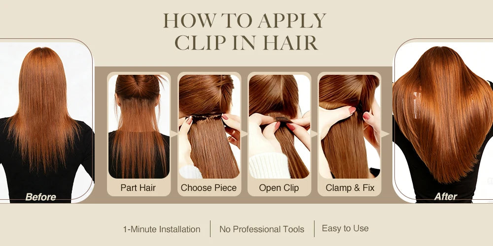 Double Weft Clip In Hair Extensions Brazilian Remy 7Pcs 100g