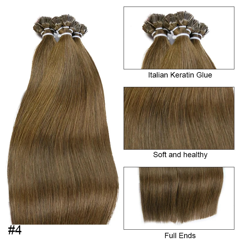 Straight Human Hair Extension By Fusion Flat Tip Keratin Capsules 0.8g/ 1g/Strand 50pcs Natural Hair Extension Ombre Blond Color