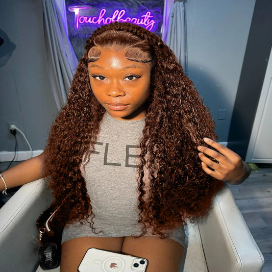 Chocolate Brown Deep Curly Human Hair Wig