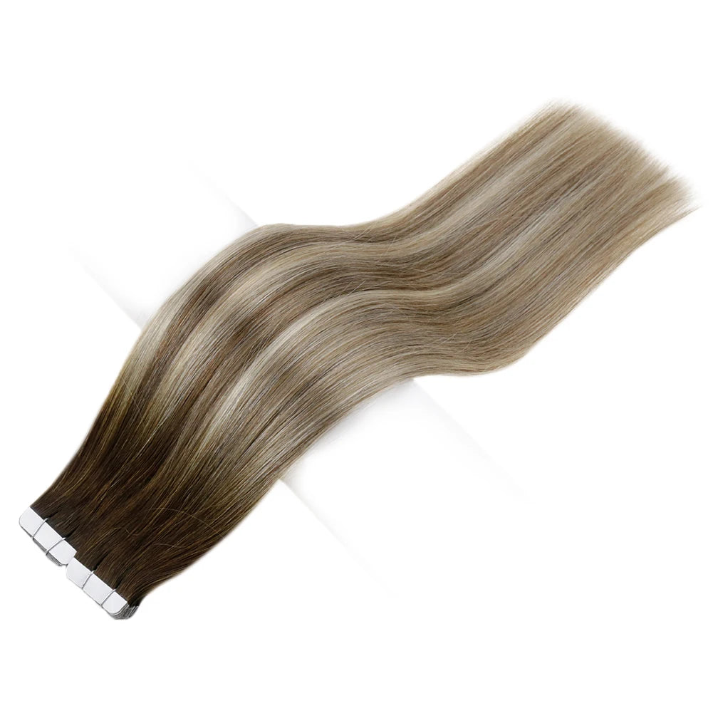 Balayage Tape In Human Hair Extensions – 20Pcs Seamless Remy