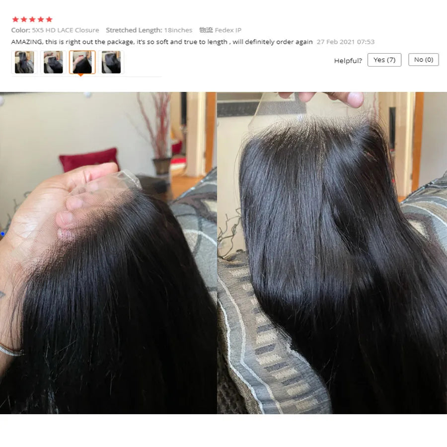 WOW ANGEL HD Lace 5x5 6x6 13x4 13x6 HD Lace Frontal Only Melt Skin Straight Hair Pre Plucked invisible HD Lace Closure Only