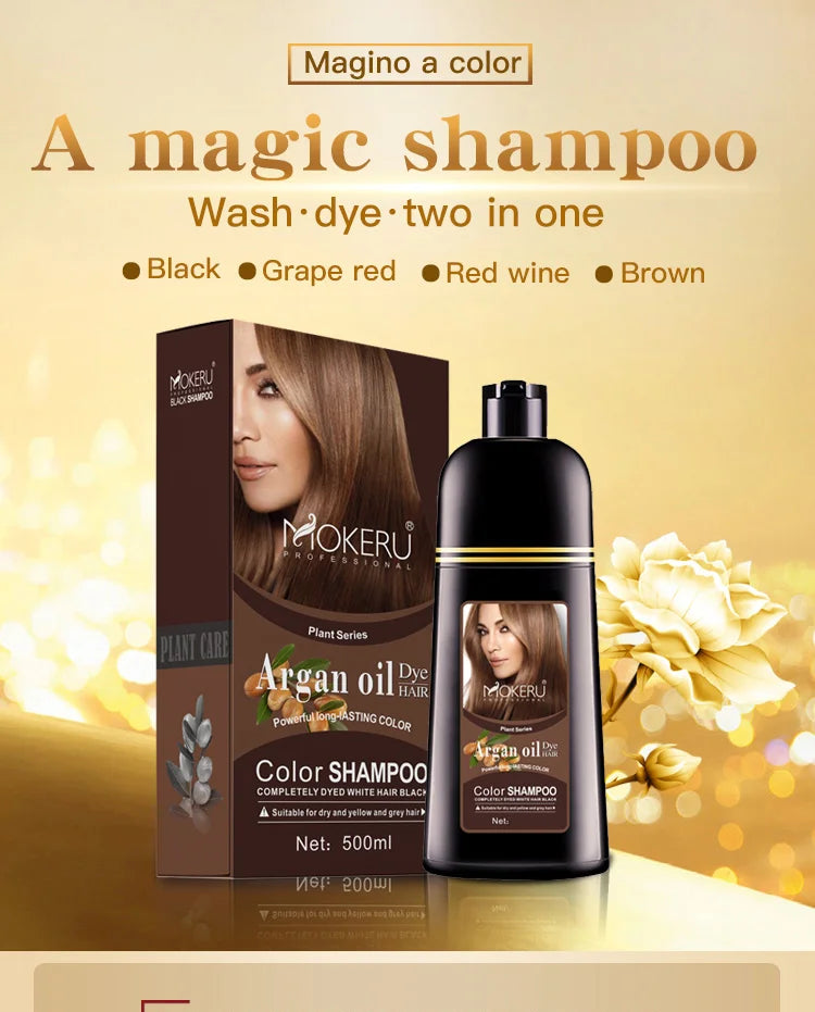 Mokeru Natural Organic Brown Hair Color Permanent Hair Coloring Shampoo Long Lasting Hair Dye Shampoo For Women Professional Dye
