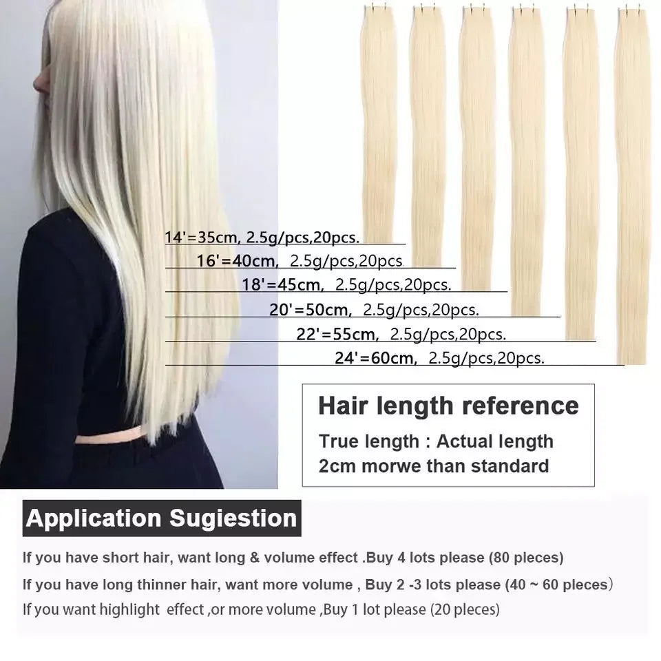 Ugeat Virgin Tape In Hair Extensions – Lasts Up to 12 Months, 10A Grade
