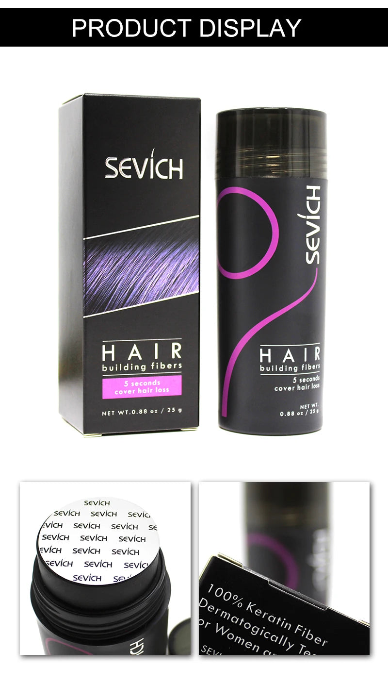 Sevich Hair Building Fiber Applicator Spray Instant Salon Hair Treatment Keratin Powders Hair Regrowth Fiber Thickening 10 Color