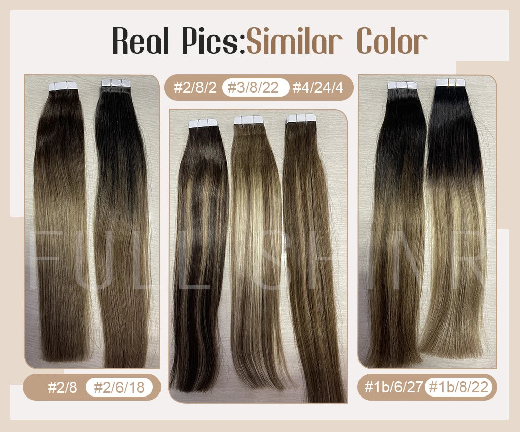 Balayage Tape In Human Hair Extensions – 20Pcs Seamless Remy