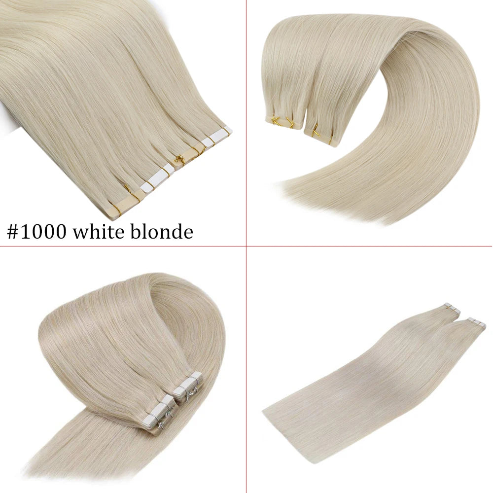 Ugeat Virgin Tape In Hair Extensions – Lasts Up to 12 Months, 10A Grade