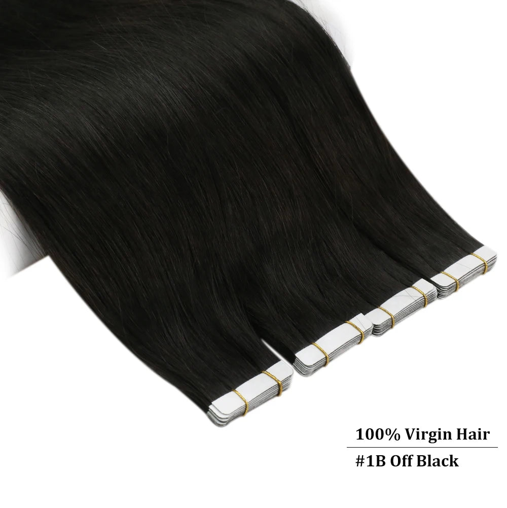 Ugeat Virgin Tape In Hair Extensions – Lasts Up to 12 Months, 10A Grade