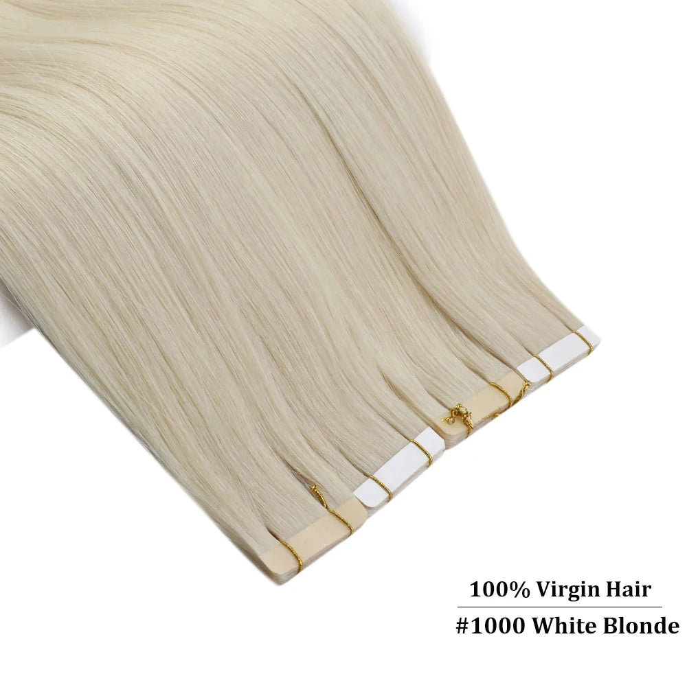 Ugeat Virgin Tape In Hair Extensions – Lasts Up to 12 Months, 10A Grade