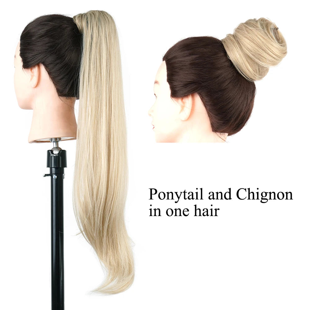 Premium Long Layered Blonde Ponytail Extension 32" Clip-In